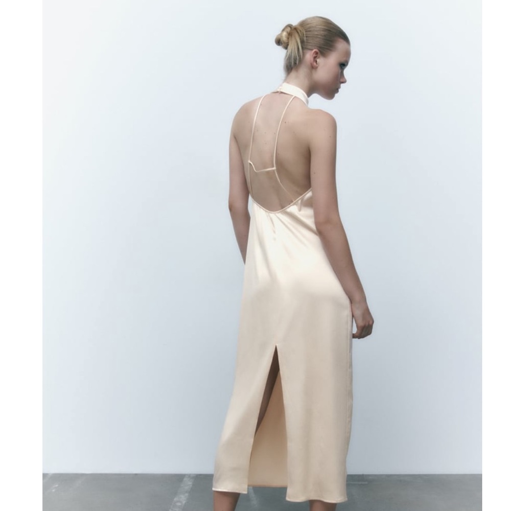 ZARA SATIN EEFCET HALTER DRESS
